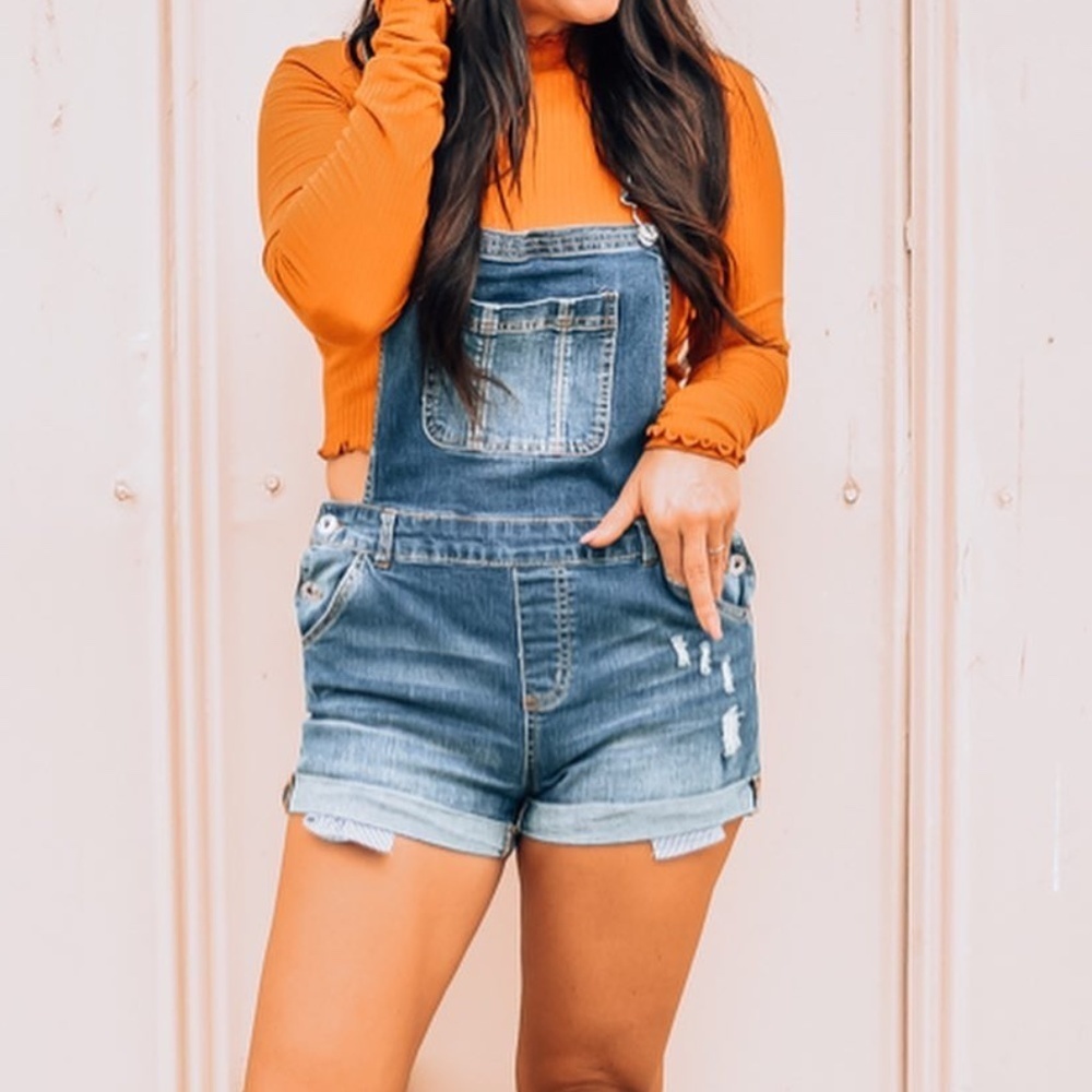 Denim Overall Shorts